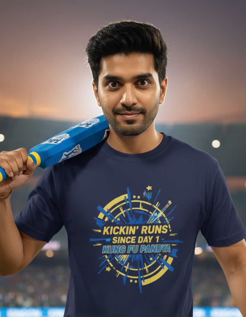 Kickin's Runs Since Day1 Kung Fu Pandya MI T-Shirt